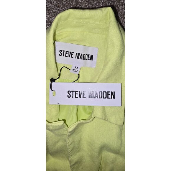 Steve Madden Womens Evan Dress Sunny Lime Collared Sleeveless Button-Front Adjus - Picture 5 of 6